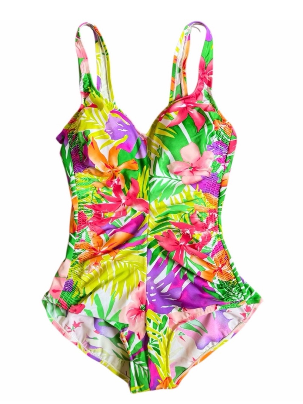Maxine of Hollywood Tropical Floral One-Piece Swimsuit. Size 12.